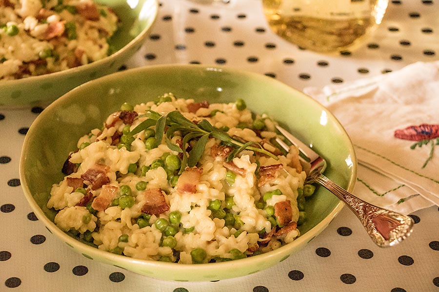 Risotto with Bacon and Peas the chef mimi blog